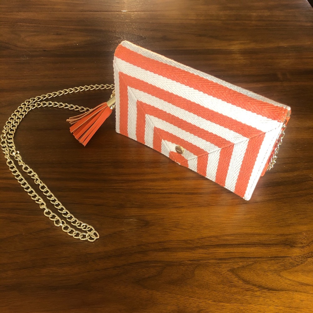 2/$10 Striped Shoulder Bag/Clutch NWOT